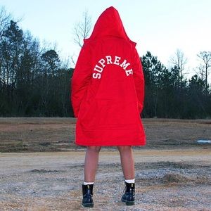 Supreme x Champion Red Nylon Sherpa Lined Parka Coat